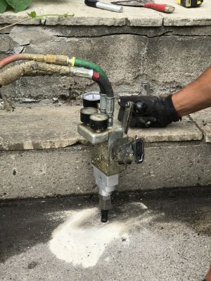 Foundation Repair Equipment in Use